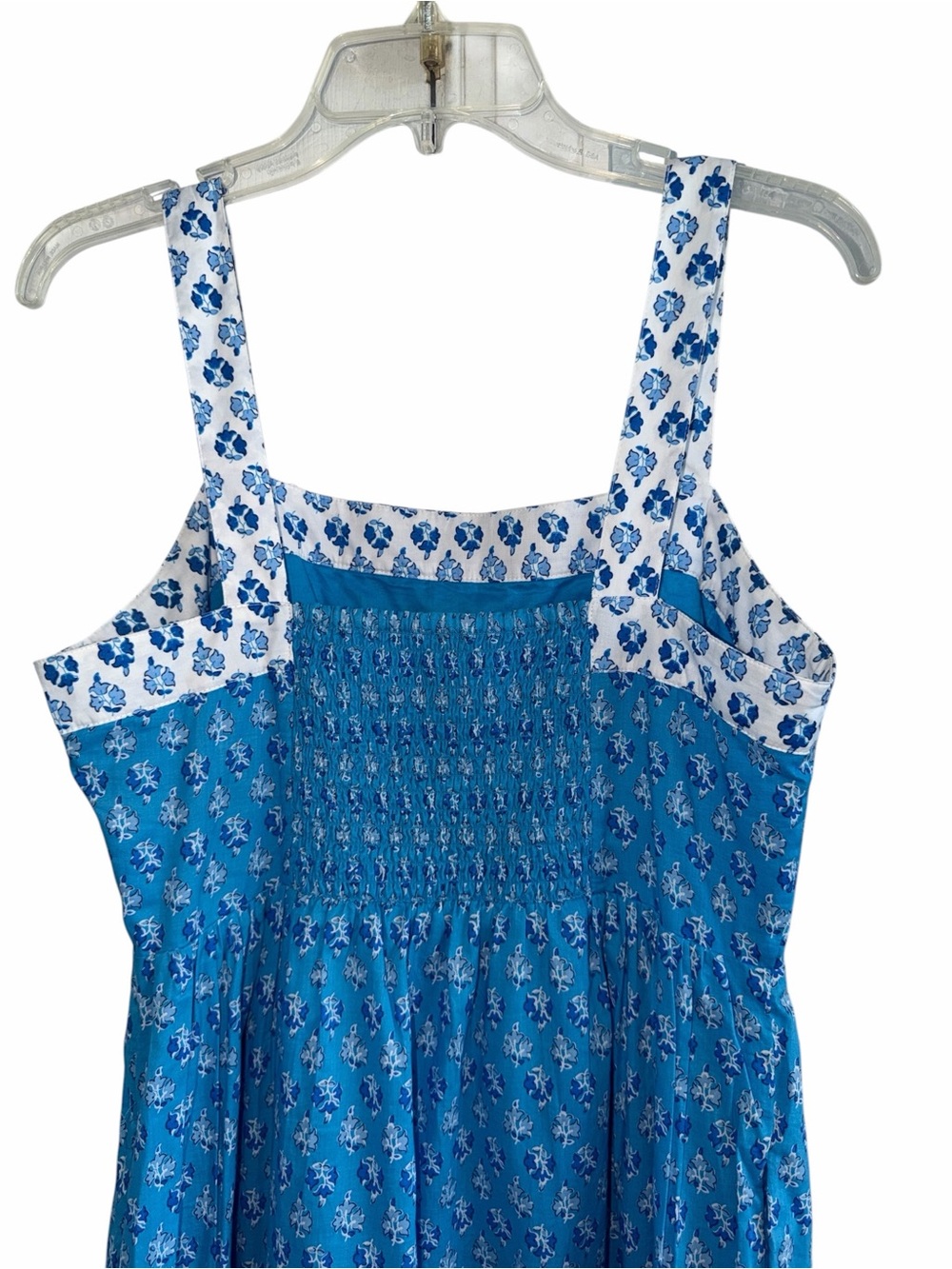 J. Crew Block-print Squareneck Smocked Floral Tiered Midi Dress Size 6 - Picture 7 of 11
